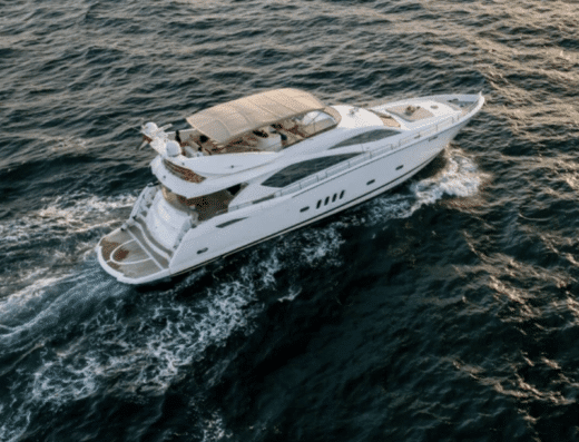 Diamond Havana 95 luxury yacht cruising with up to 40 guests onboard, offering a luxurious experience.